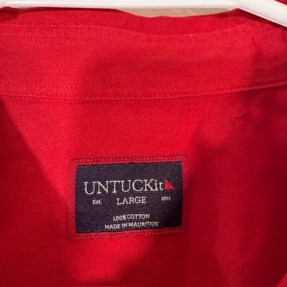 UNTUCKit Shirt Mens Large Red Briscoe Short Sleeve Garment Dyed Regular Fit - Picture 3 of 7